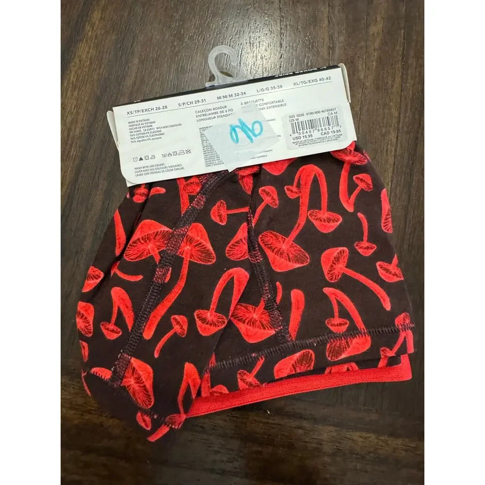 American Eagle Outfitters red mushroom print 6” boxer briefs regular size M